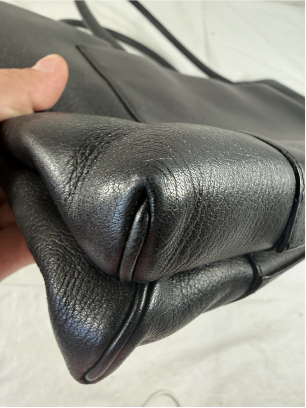 vintage TUMI OLD MONEY black leather shoulder tote bag east-west structured - Picture 4 of 15